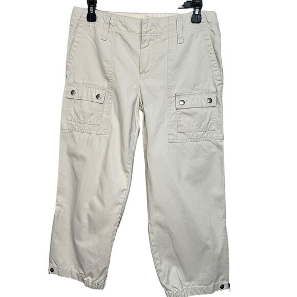 GAP Y2K Drawstring Tan Cropped Cotton Cargo Pants Women’s Size 6 - Picture 1 of 10
